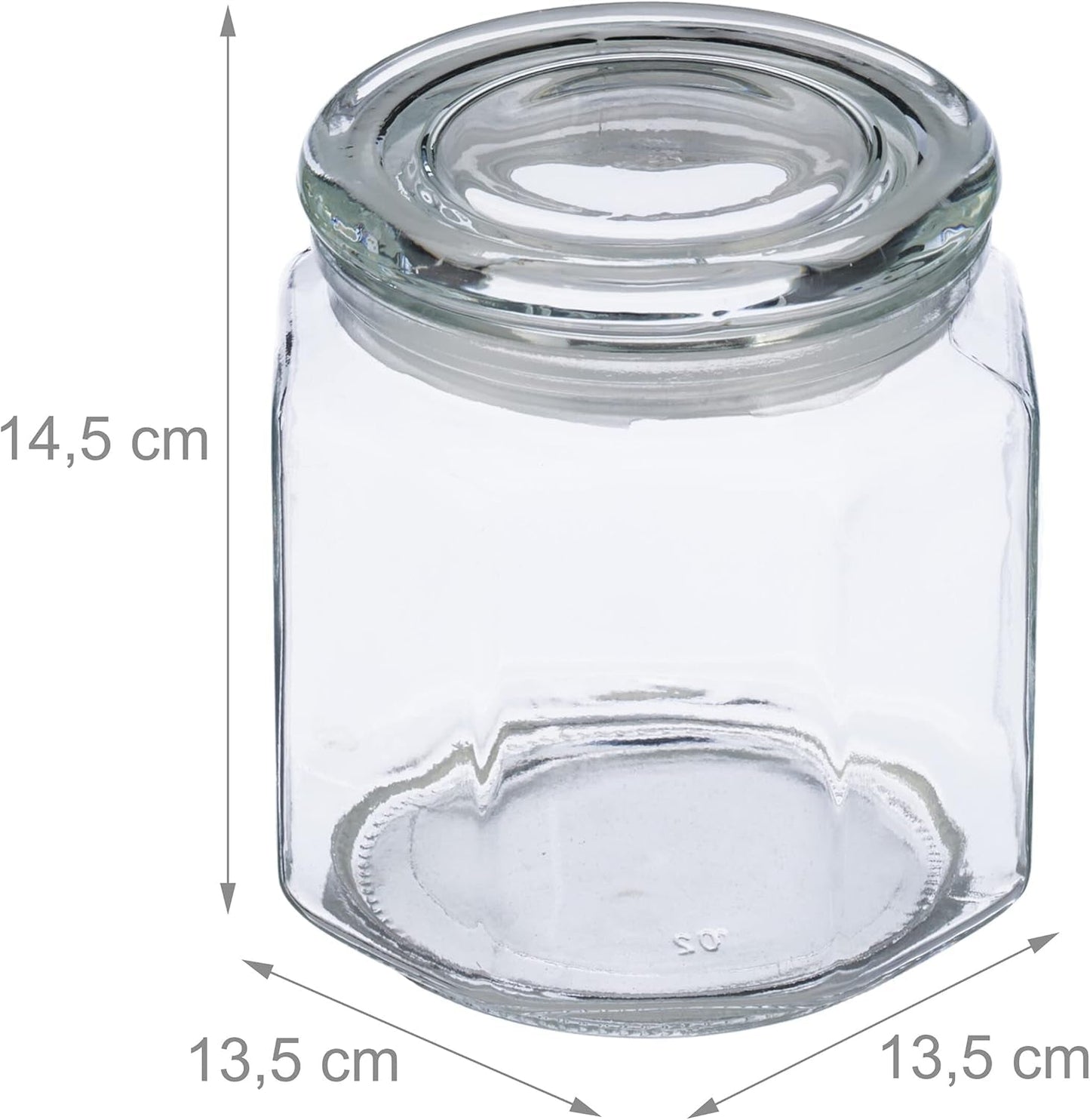 Lot de 6 bocaux de conservation Relaxdays avec couvercles, bocaux de conservation octogonaux en verre de 1,3 L, contenants hermétiques en verre, boîtes de conservation transparentes Naty Shop