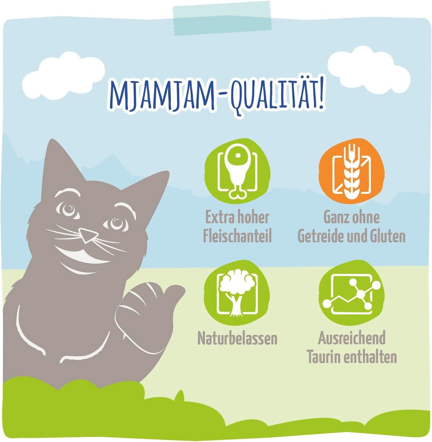 MjAMjAM - Nourriture humide premium pour chats - Truite raffinée au poulet juteux, paquet de 6 (6 x 400 g), sans céréales
