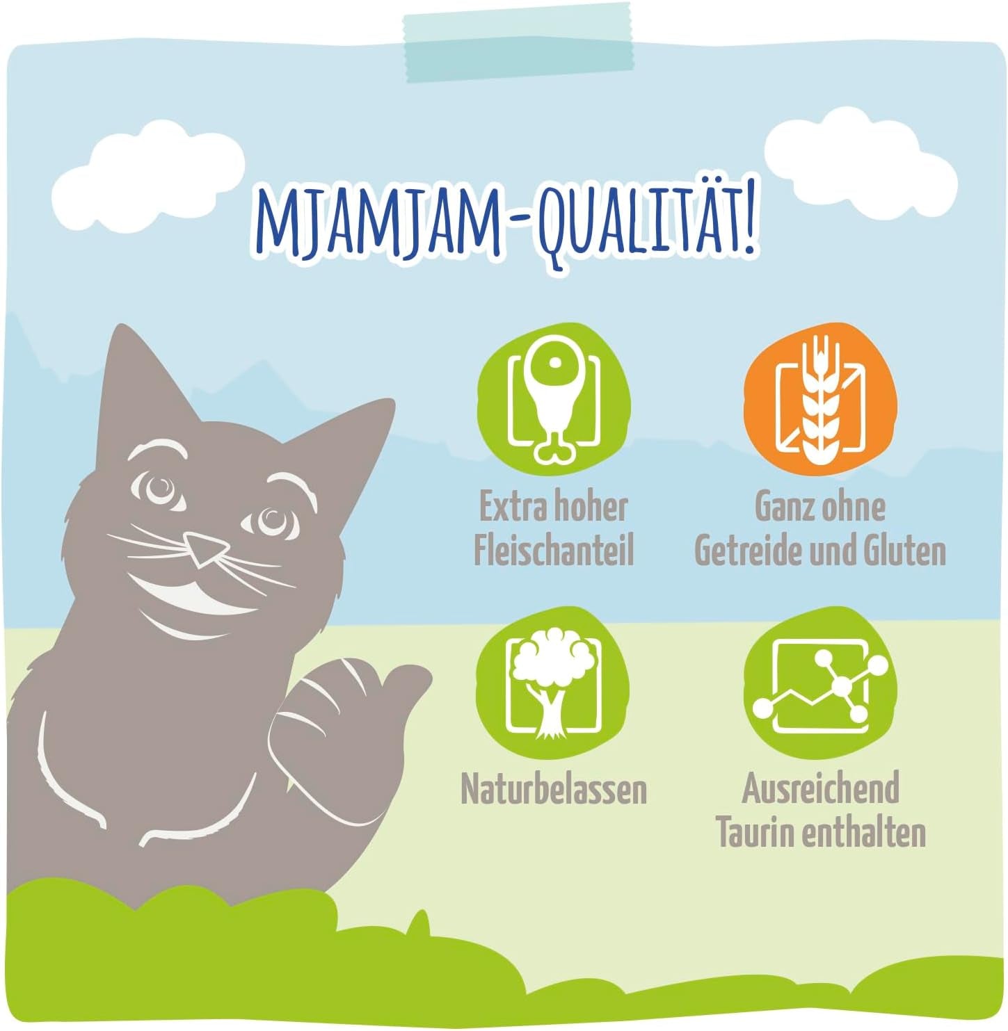 MjAMjAM - Nourriture humide premium pour chats - Truite raffinée au poulet juteux, paquet de 6 (6 x 400 g), sans céréales