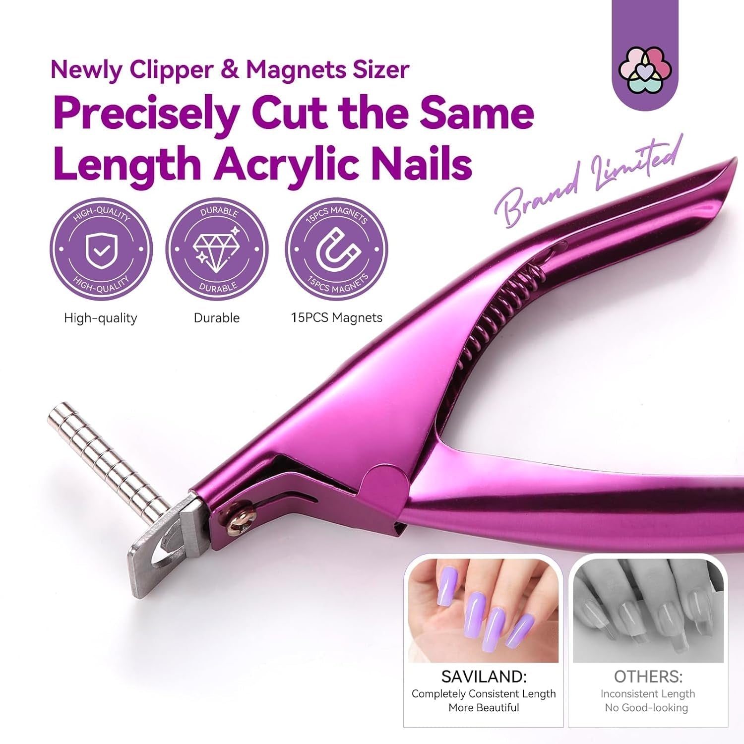 Saviland Coupe-Ongles Manucure avec 15 Aimants, Coupe-Ongles en Gel Coupe-Ongles Manucure pour Ongles Artificiels Ongles en Gel Ongles Acryliques Faux Ongles (Rouge Rouge)