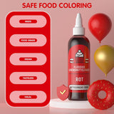 Colorant alimentaire rouge 120 ml, colorant alimentaire liquide très concentré et sans sucre pour pâtisserie, gâteaux, macarons, glaçages, fondants, biscuits, beignets