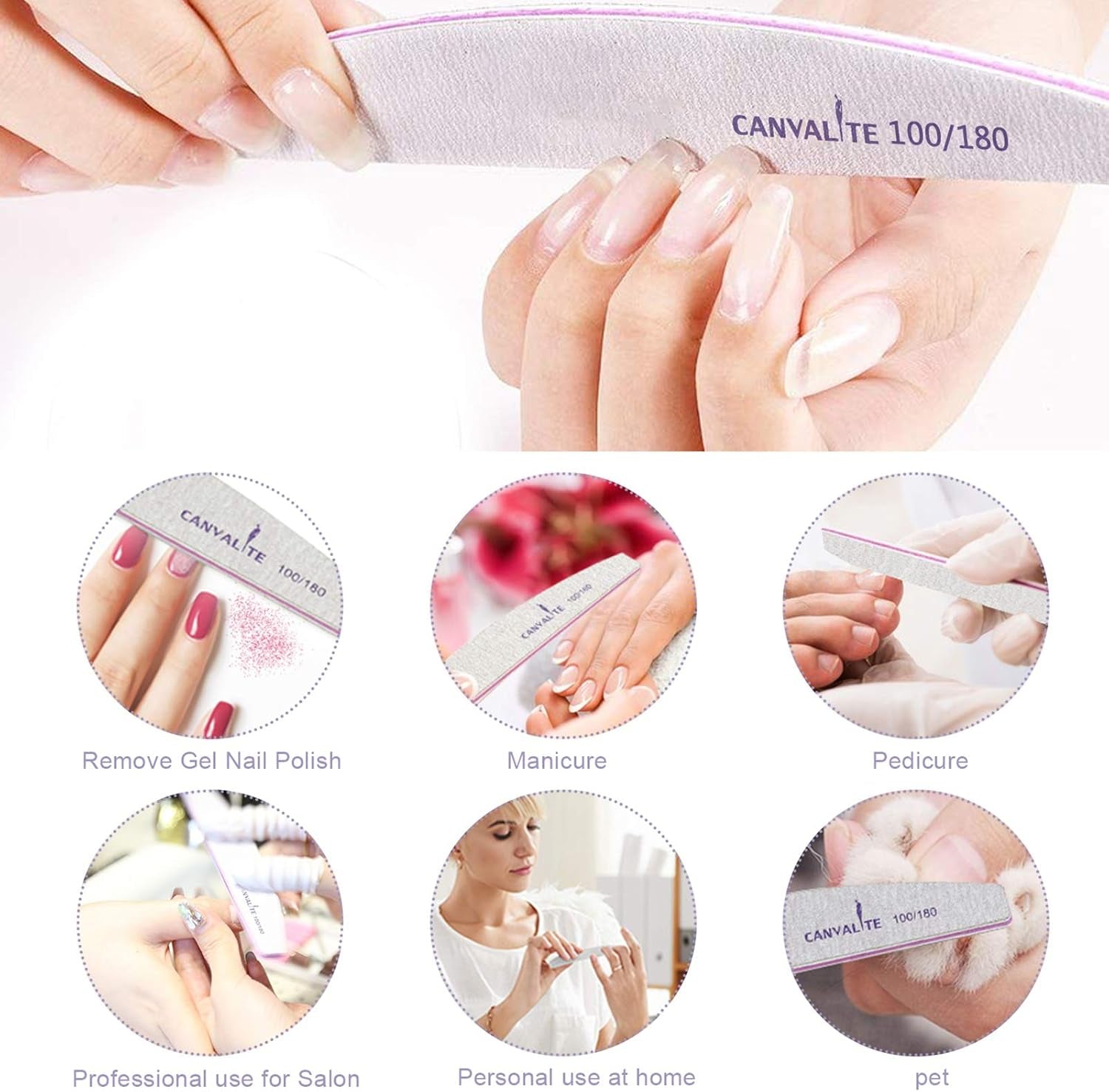 10 Stück Professionale Nagelfeilen Double (100/180 Körnung) Nagelwerkzeug, Haustierpflege Für Zuhause Und Salon Verwendbar