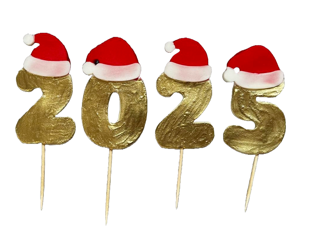 Lot de 4 décorations comestibles en pâte à sucre, Joyeux anniversaire, 2025 Décorations en pâte à sucre Naty Shop