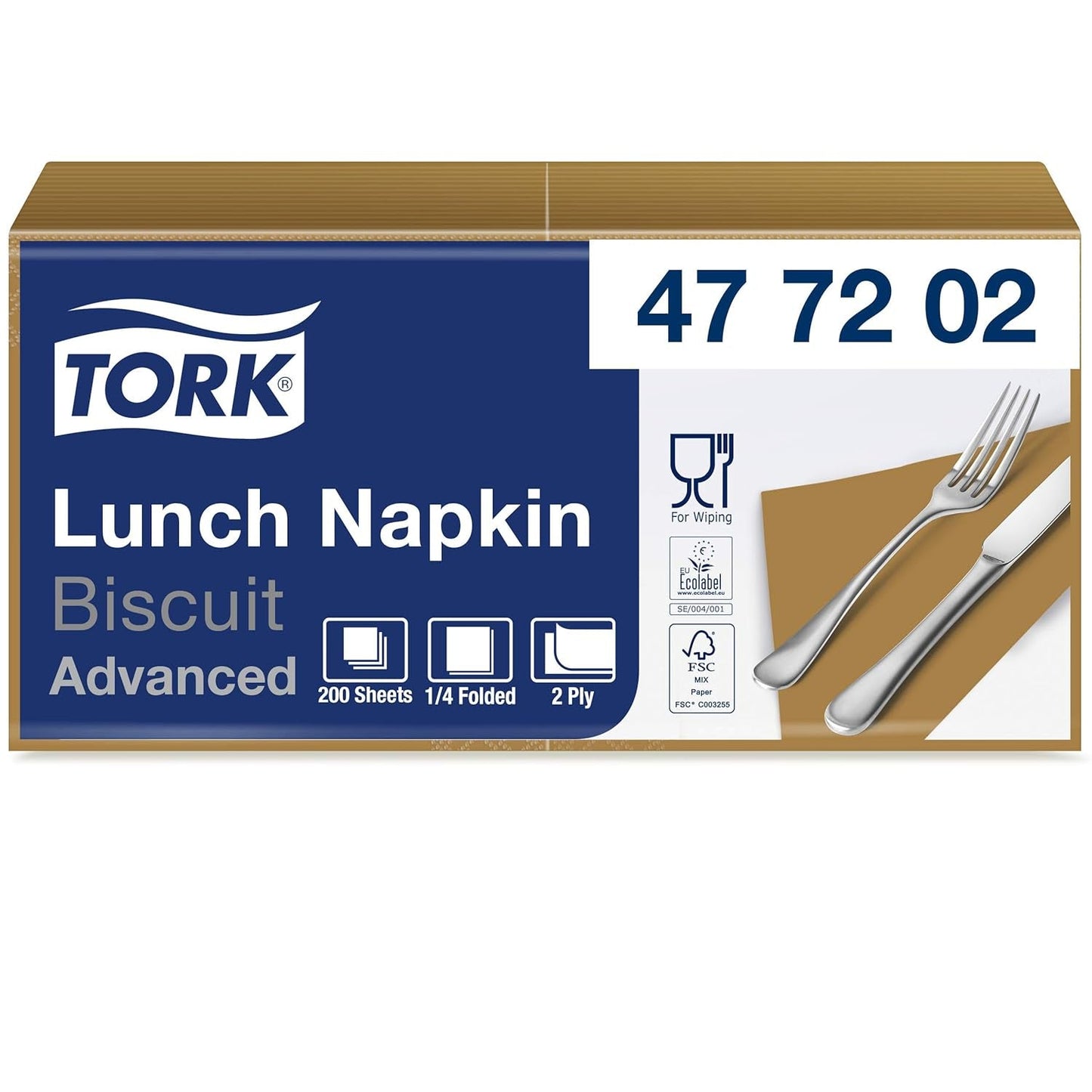 Tork 477840 Serviettes à déjeuner citron vert / Serviettes 2 épaisseurs pour petits repas ou collations / Qualité avancée / 10 X 200 (2000) Serviettes en papier / 32,6 X 33 cm (L X L) / 1/4 plié