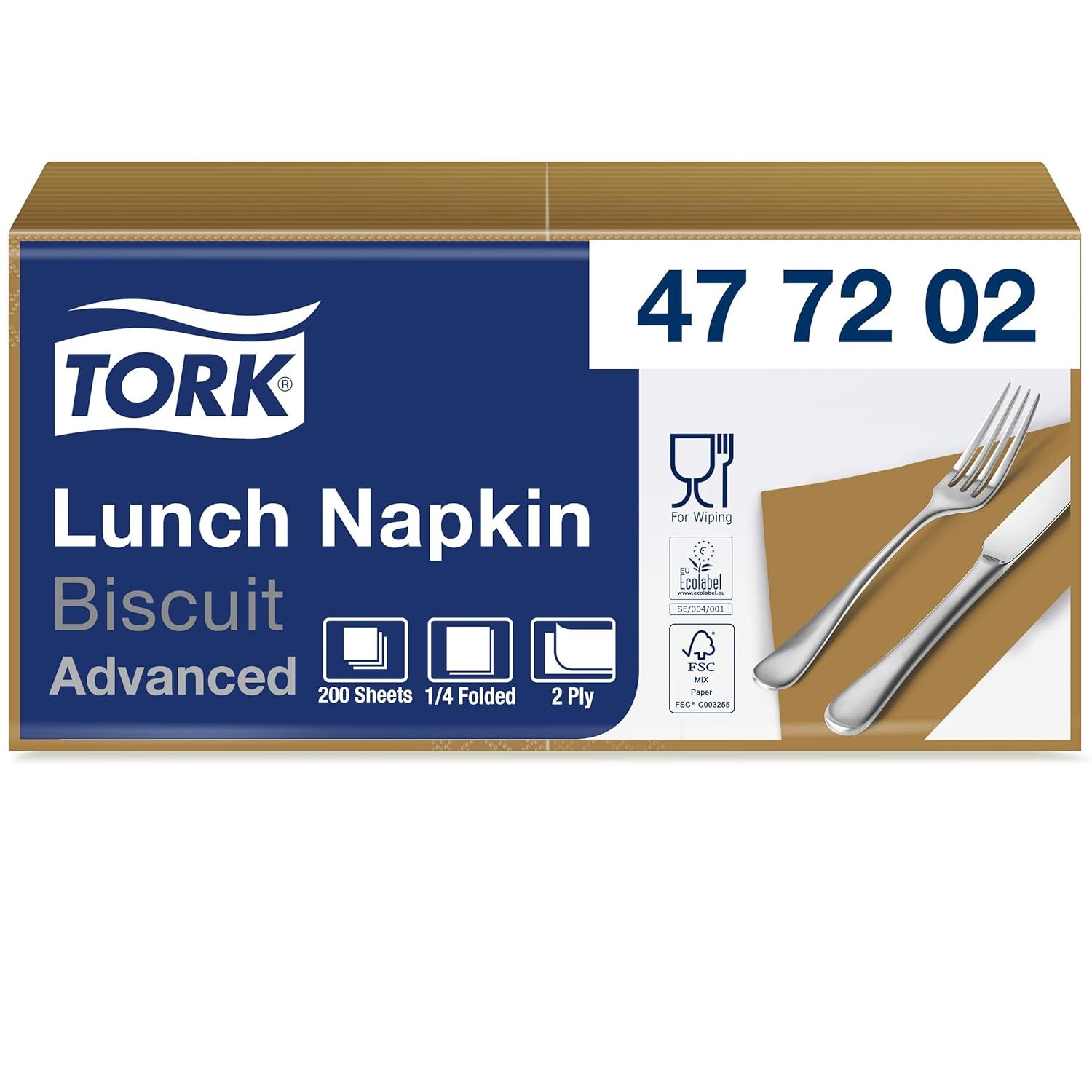 Tork 477840 Serviettes à déjeuner citron vert / Serviettes 2 épaisseurs pour petits repas ou collations / Qualité avancée / 10 X 200 (2000) Serviettes en papier / 32,6 X 33 cm (L X L) / 1/4 plié