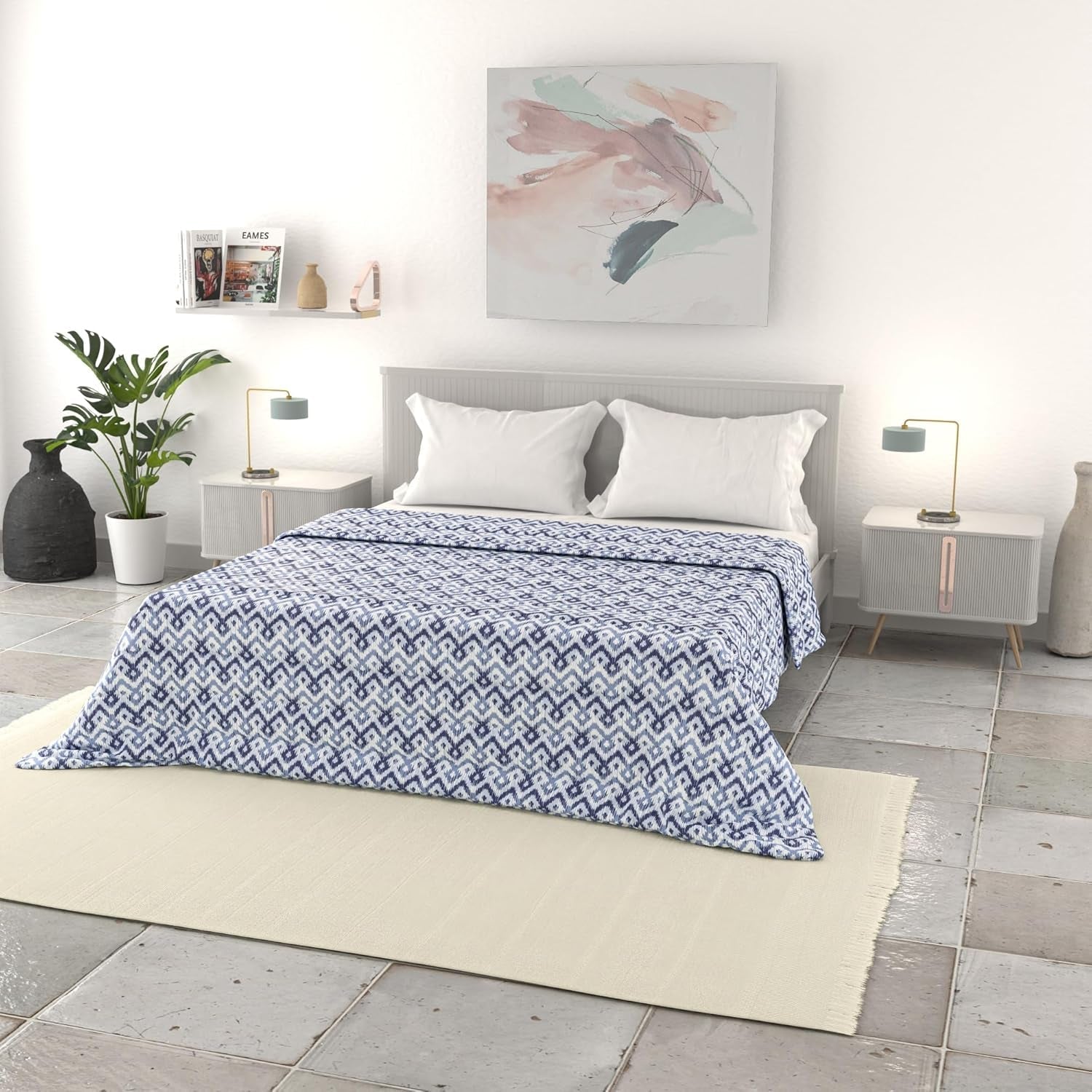 Linge de lit italien, couvre-lit basique d'été, microfibre imprimée, 250X240Cm, Rombi Couvre-lits et couettes Naty Shop Rombi 250X240Cm