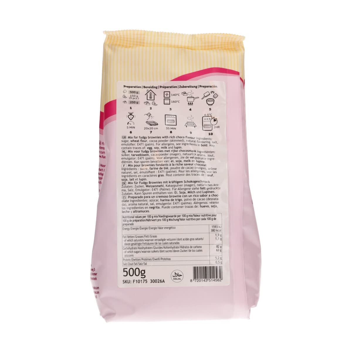 Mix Für Fudge Brownie : Einfach Zu Berübenender, Extrem Fudgy Brownie Mit Richem Schokoladengeschmack, Halal. 500 G. Mélange pour la pâtisserie et la cuisine Naty Shop