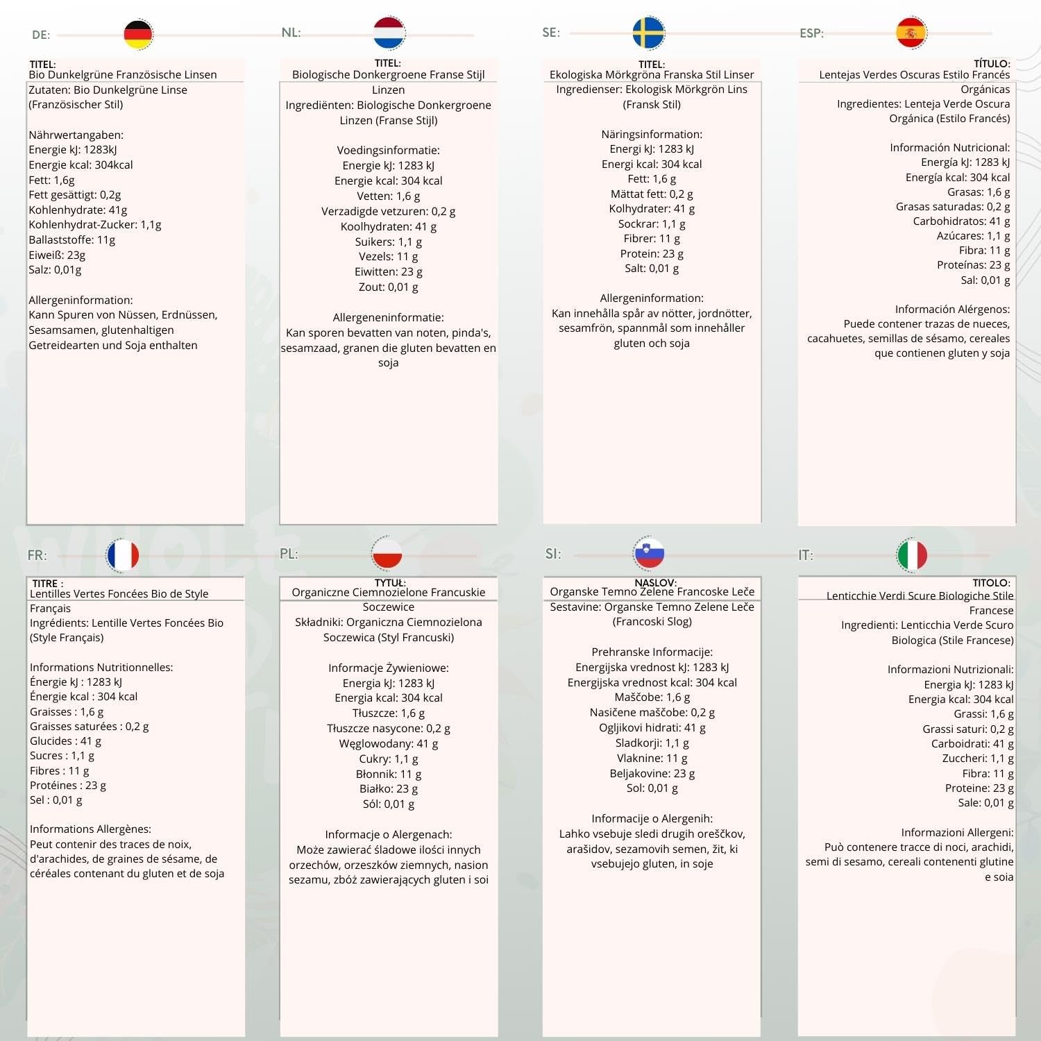 Wholefood Earth Lentilles vert foncé biologiques à la française 1 kg sans OGM | Végétalien | Riche en fibres | Riche en protéines | Certifié biologique