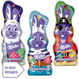 Milka Smiling Bunny Alpine Milk Design Edition - Chocolat de Pâques avec 3 motifs différents - 24 x 45g
