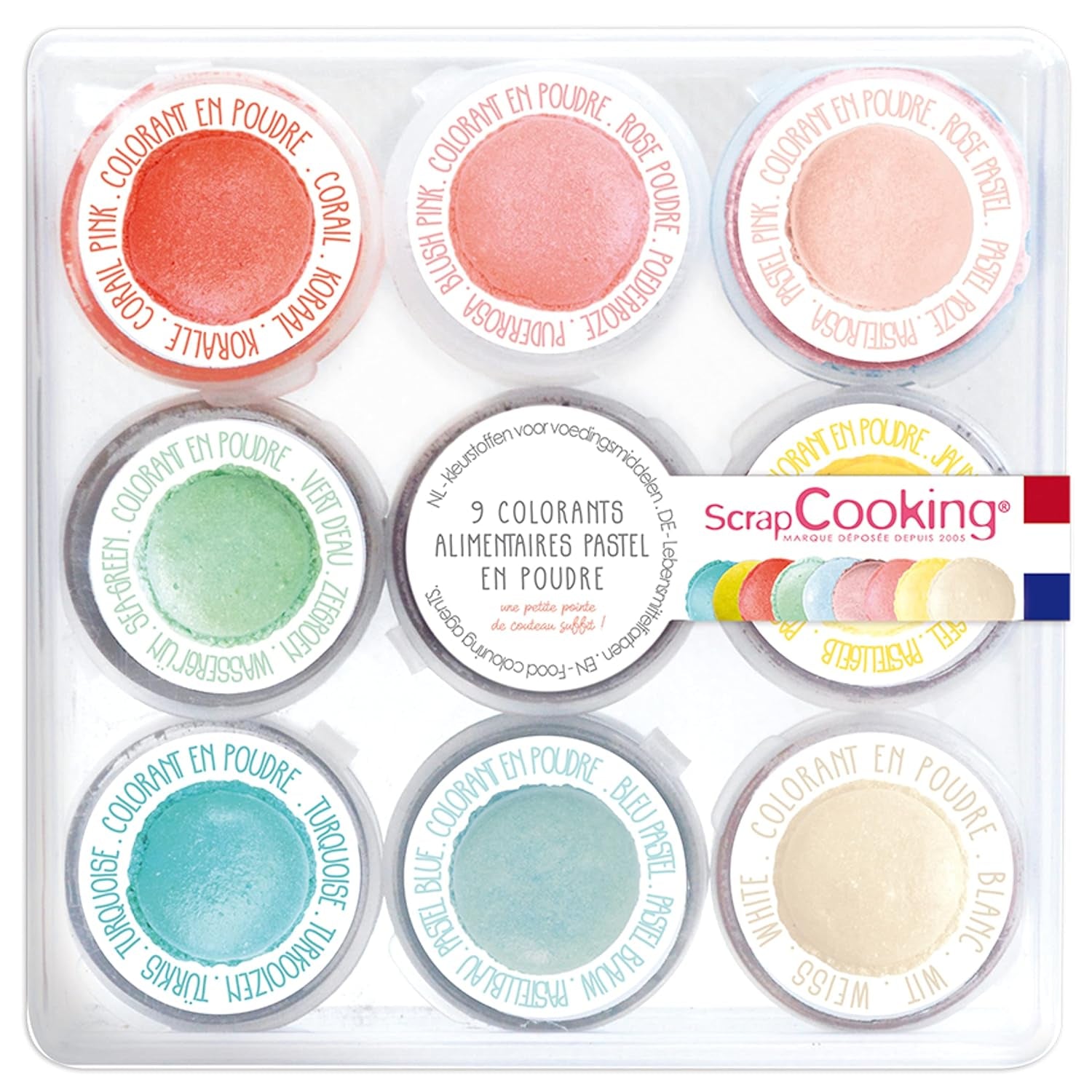 ScrapCooking - Lot de 9 colorants en poudre, tons pastel, 15 grammes au total Naty Shop