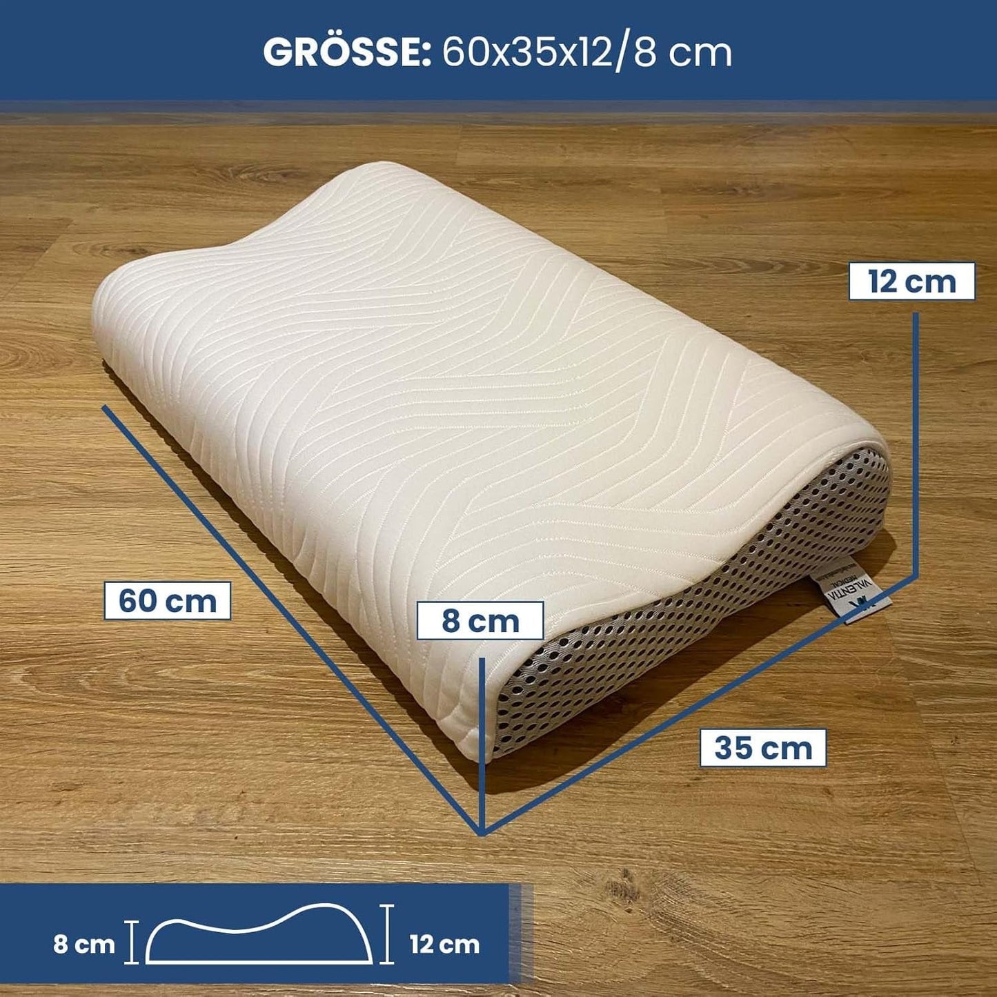 Valentia Oreiller médical de soutien du cou en mousse à mémoire de forme Oreiller orthopédique pour douleurs cervicales Oreiller cervical en mousse à mémoire de forme Housse ultra douce et lavable Oreillers orthopédiques cervicaux Naty Shop