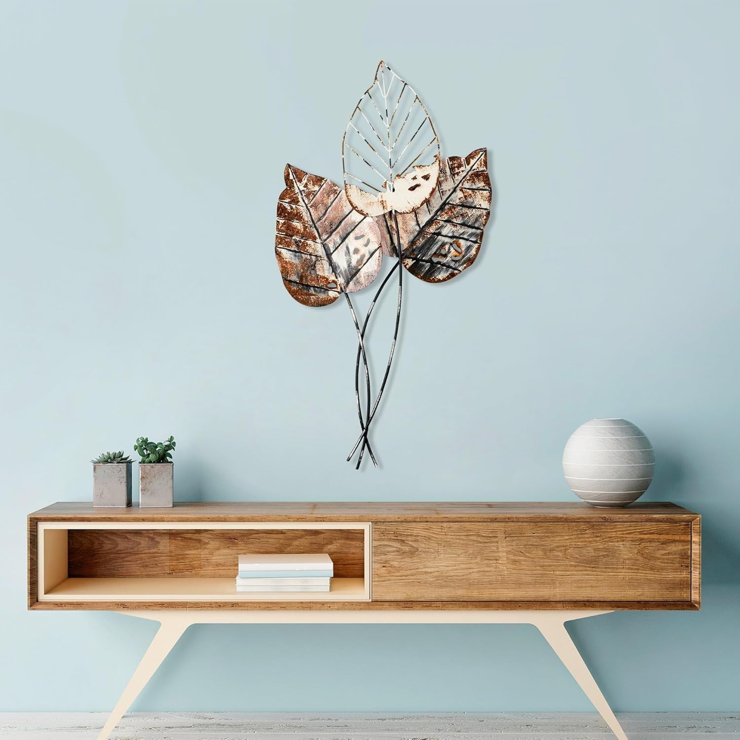 Accessoire mural décoratif en métal fait main, 45 x 85 cm | 100 % métal (1,5 mm) | Design unique marron et noir, parfait pour la décoration intérieure | Statuettes et sculptures murales Naty Shop Titre par défaut
