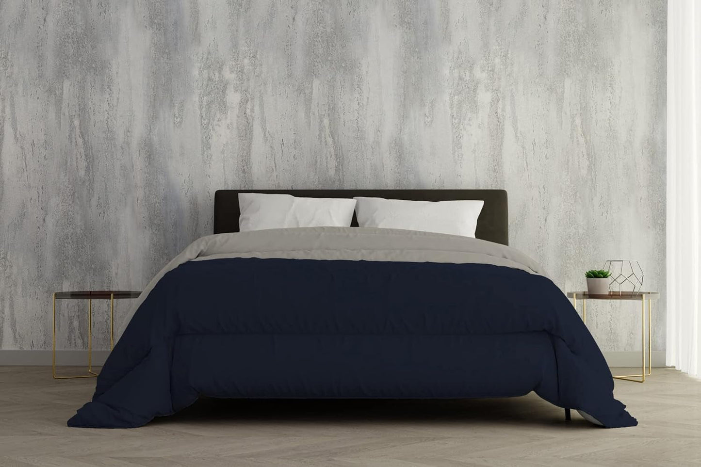 Italy Literie Couette d'hiver, gris clair/gris foncé, 2 places, 250 X 200 Cm Couettes et couettes Naty Shop Blu Scuro/Grigio Chiaro 250 X 200 Cm