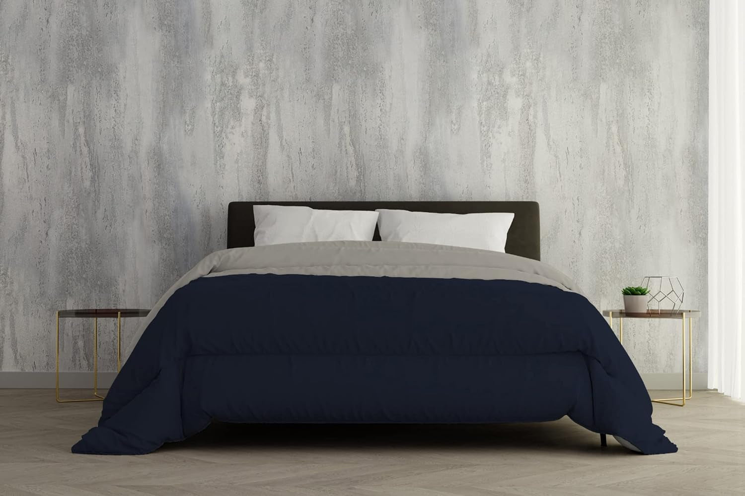 Italy Literie Couette d'hiver, gris clair/gris foncé, 2 places, 250 X 200 Cm Couettes et couettes Naty Shop Blu Scuro/Grigio Chiaro 250 X 200 Cm