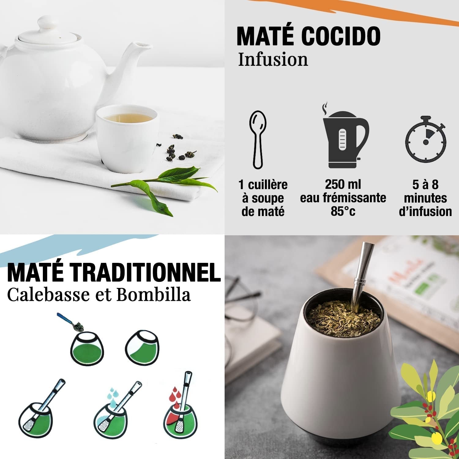 ORIGEENS BIO YERBA MATE À LA MENTHE ET CITRON 200 G - Fraîcheur I Yerba Mate Bio non torréfiée, feuilles, sans tiges ni poussière