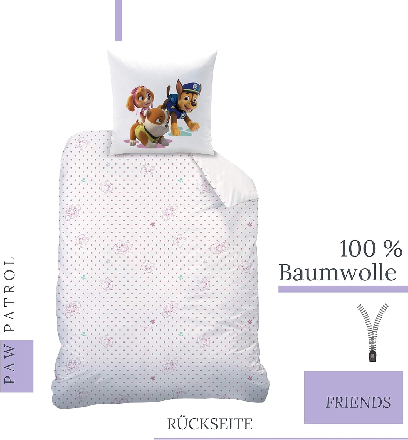 Literie Paw Patrol, 2 pièces, pour fille Literie - enfant Naty Shop