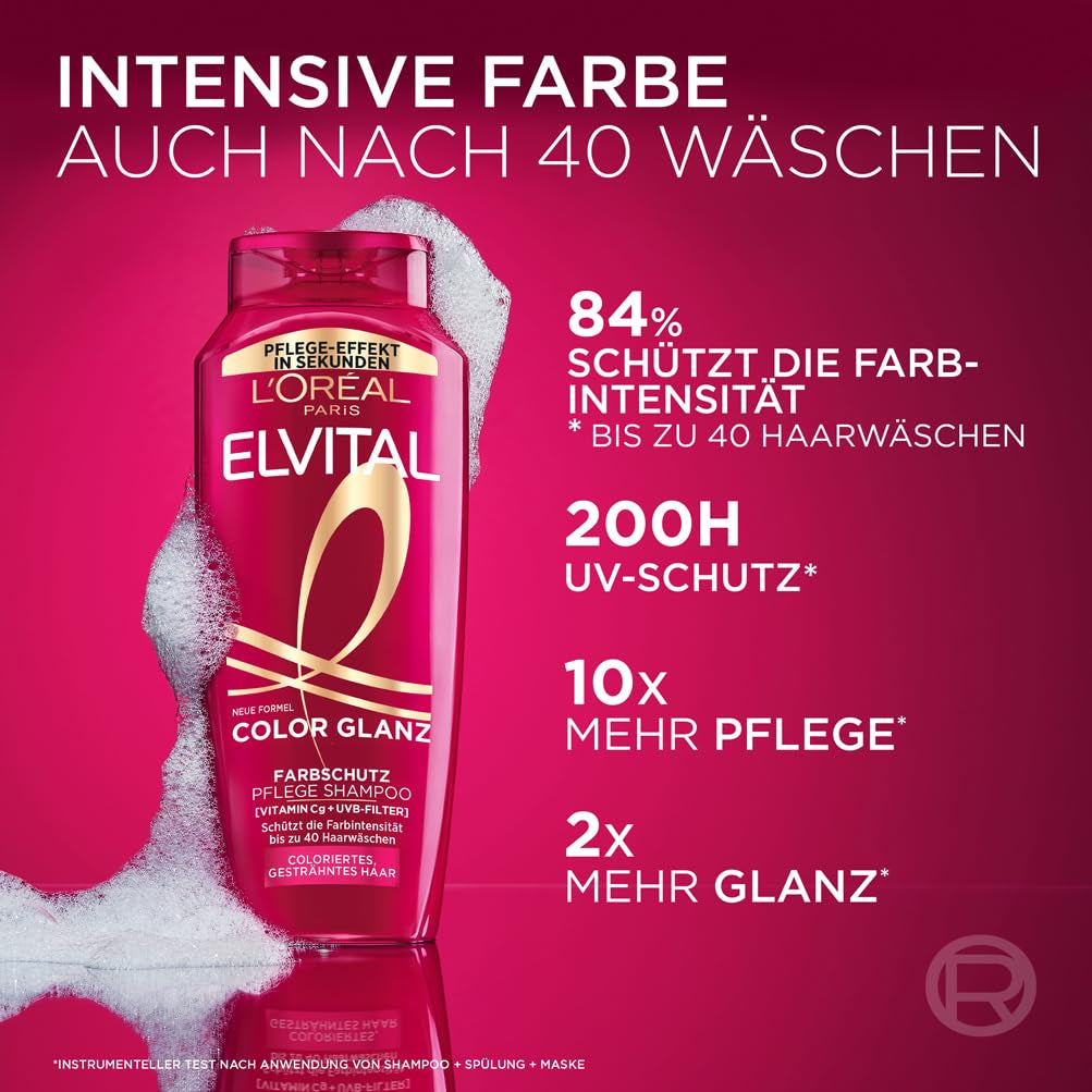 L'Oréal Paris Elvital XXL, Shampoing protecteur de couleur pour cheveux colorés, 1 litre Douche et bain L'Oréal