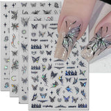 4 feuilles holographiques Laser blanc Schmetterling Nagelsticker,Y2K Aurora Schmetterling Stern Nail Sticker 3D Flamme Herz Nageldesign Nagelsticker Selbstklebend Nagel Sticker Nagel Zubehör Nail Art