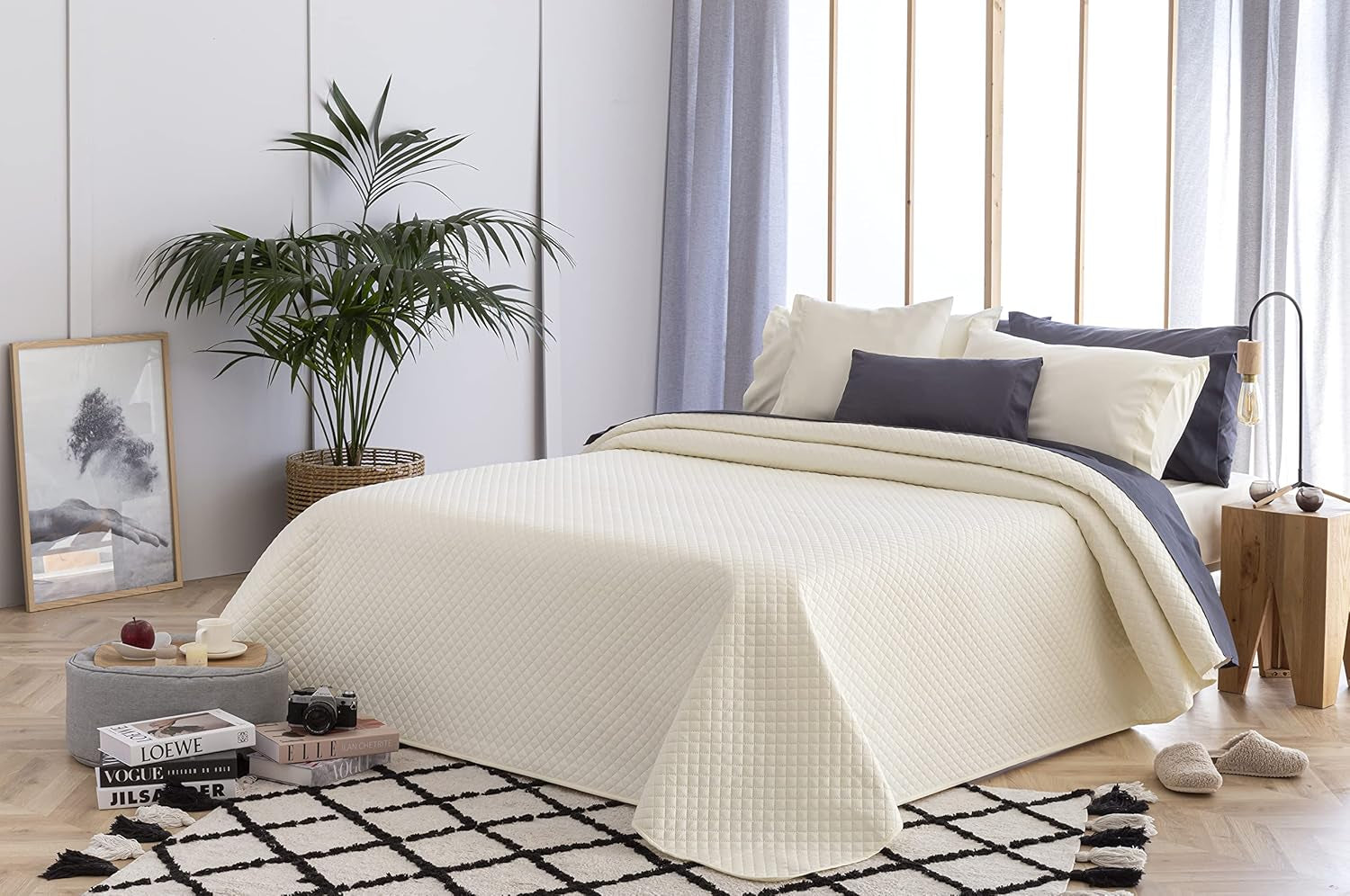 Todocama Fine Boutique Couvre-lit avec motif diamant Printemps Été Automne Hiver 100 % Microfibre Extra Douce Couvre-lit Multifonctionnel 105-200 X 260 cm Lits et Couvertures Beige Besuche den Todocama-Store Beige Cama 105 - 200X260Cm