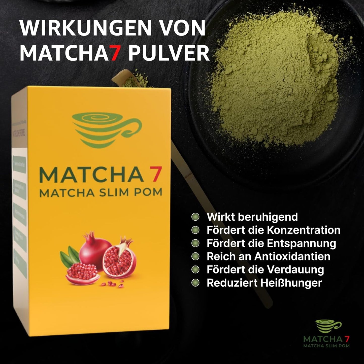 ® Poudre de Matcha de Cérémonie X Grenade 100G [Soutient la perte de poids et le métabolisme] - Thé vert pour un mode de vie actif et sain - Thé vert sans additifs (pur et naturel)