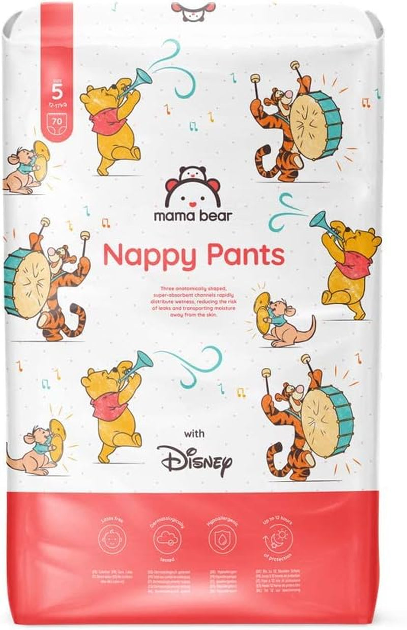 Marque Amazon : Couches Mama Bear Disney, taille 5 (12-17 kg) – Boîte mensuelle, blanche, 140 pièces (2 paquets de 70)