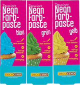 Decocino Neon Colorant Alimentaire Set - 3 Pièces - Rouge, Rose, Violet - Colorant Alimentaire Haute Dose - Pour Colorer Gâteaux, Muffins, Cupcakes - Sans Goût