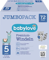 Couches Premium Active Plus, taille 5, Junior 12-25 kg, pack Jumbo, 2 x 36 pièces, 72 pièces