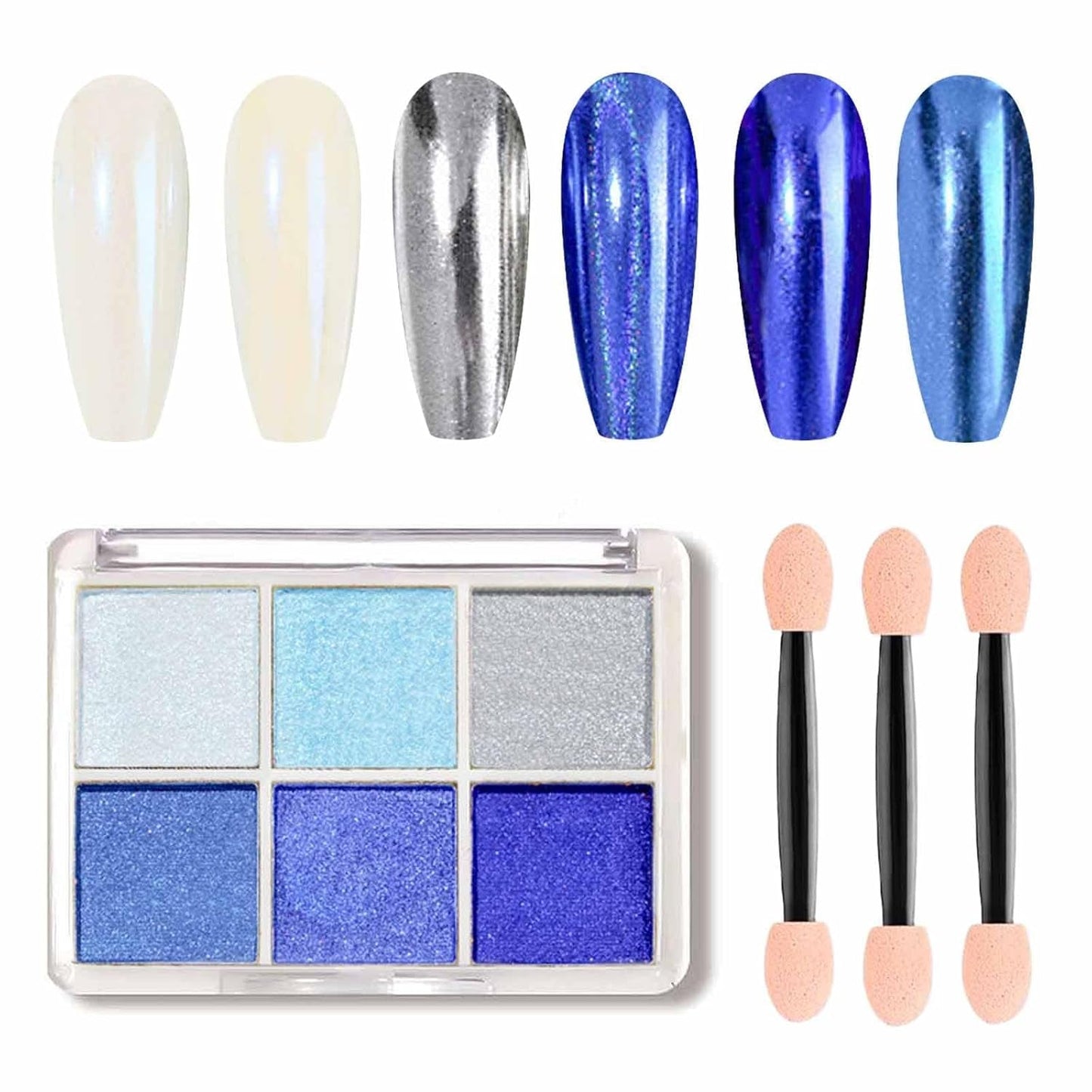 GZMAYUEN Chrome Pulver pour ongles 6 couleurs miroir Chrome poudre à ongles Pigment poudre Nail Art