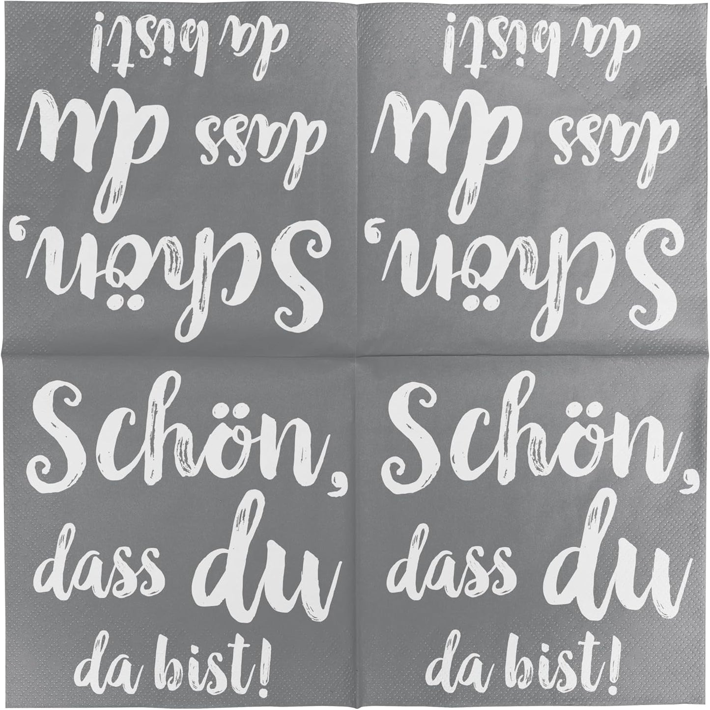 Serviettes de cocktail HEKU 'Schön Dass Du Da Bist', 3 couches, 25X25Cm, 150 pièces I Design élégant I Idéal pour les célébrations I Pratiquement emballé