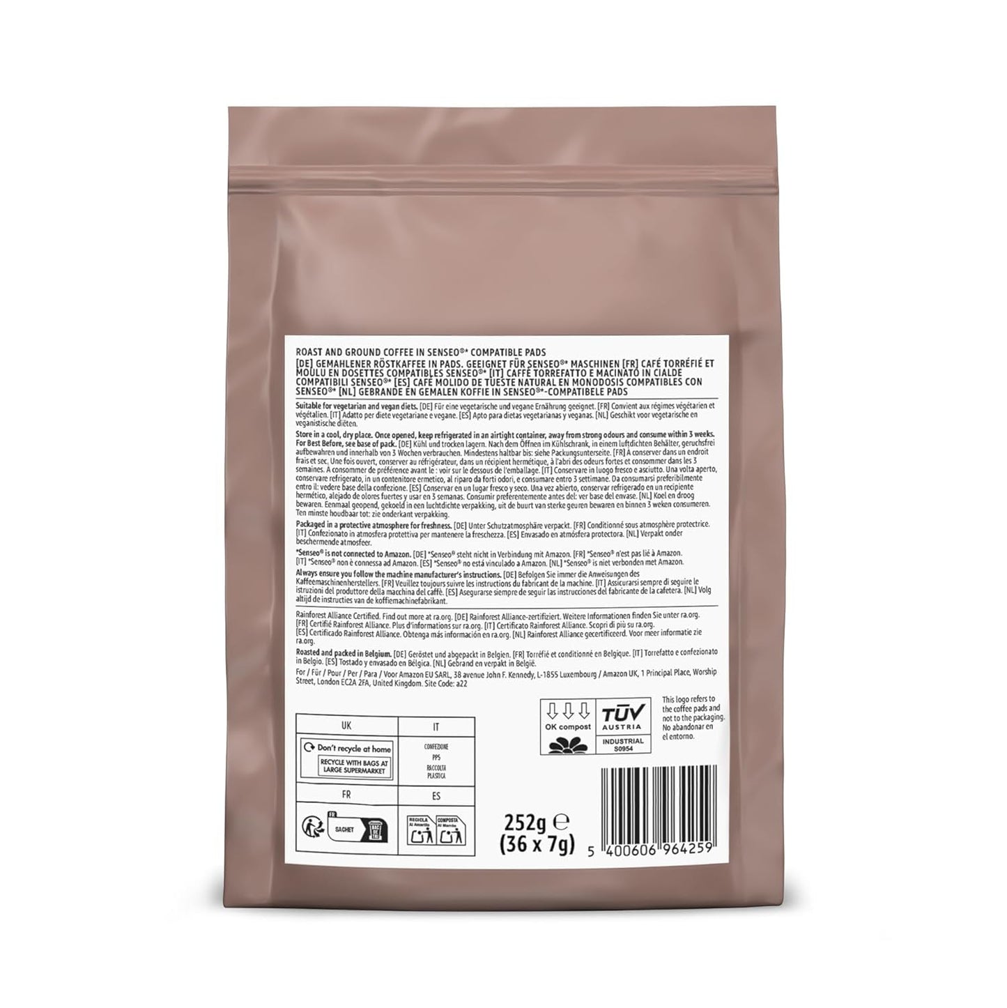 par Amazon Starke Pads, conçus pour les machines Senseo, 36 pièces (1 paquet de 36 pièces) – Certifié Rainforest Alliance