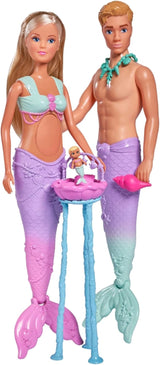 Simba 105733524 - Steffi Love Mermaid Family Enceinte Sirène Kevin Poupée avec berceau 29 cm Poupées tendance pour 3 ans et plus