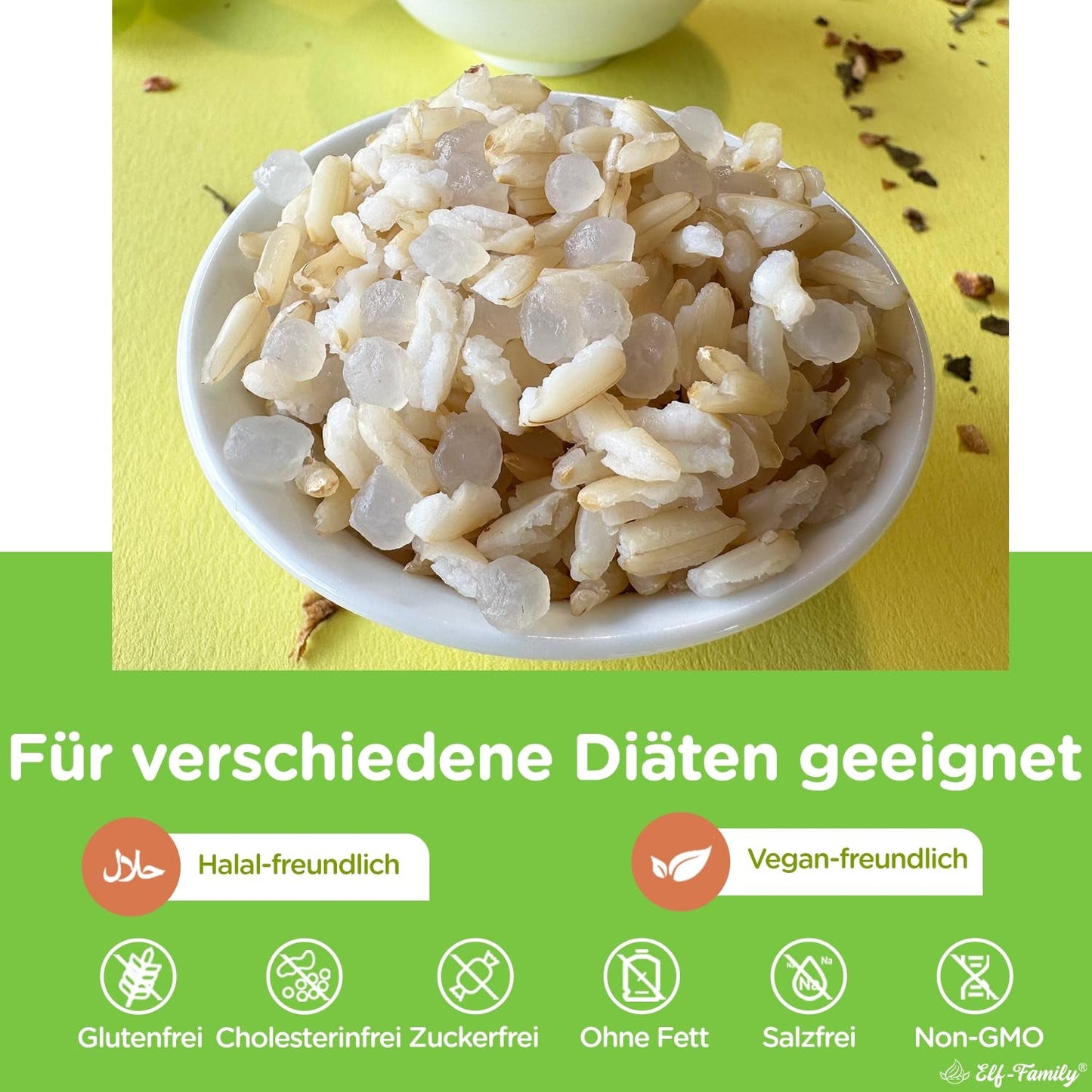 Elf-Family Konjak Reis Thai Brauner Shirataki Bowl -[Boîte pour 1 personne] - Instant Jasmin Reis - Fertiggerichte for Mikrowelle - Natural Superfoods Mikronährstoffe - Vegan/Low Carb/Fettfrei - 6er Box