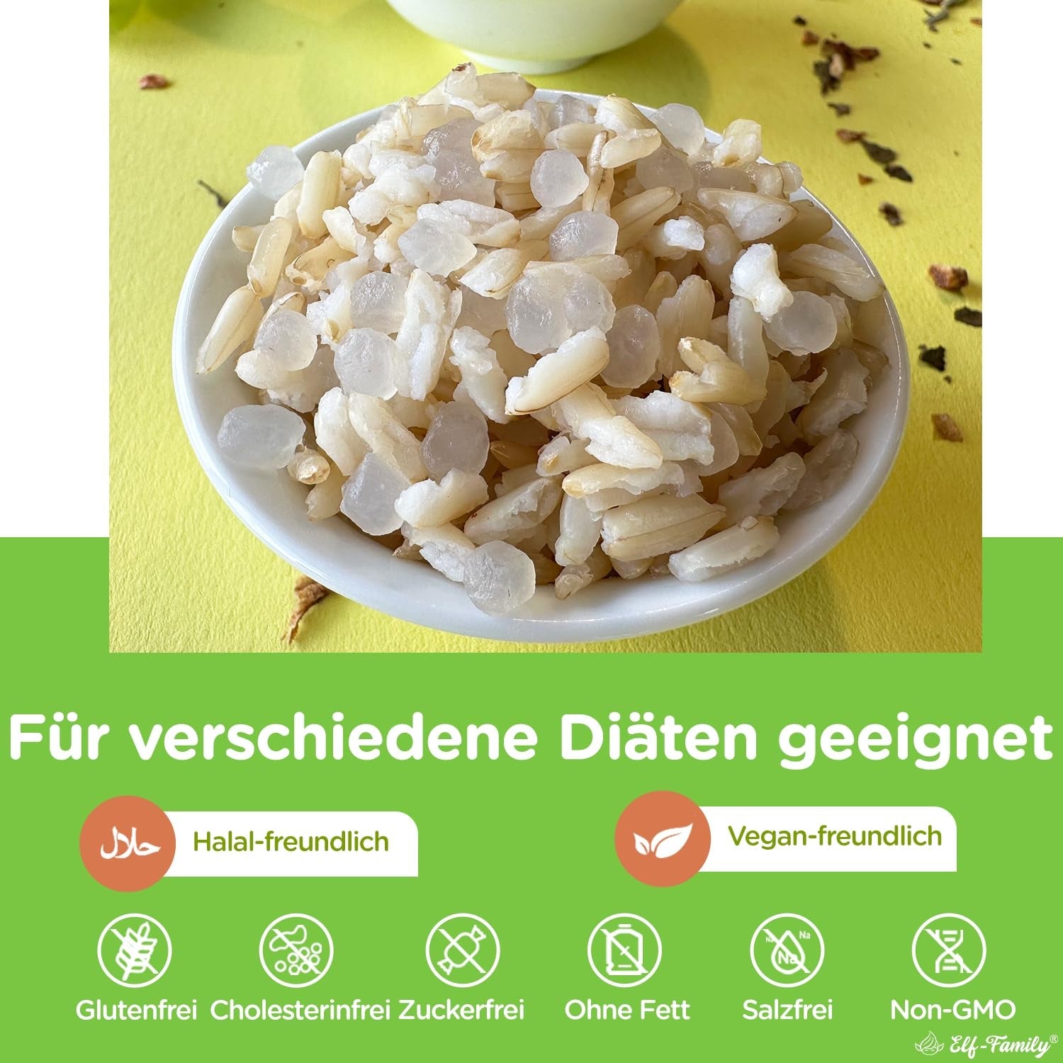 Elf-Family Konjak Reis Thai Brauner Shirataki Bowl -[Boîte pour 1 personne] - Instant Jasmin Reis - Fertiggerichte for Mikrowelle - Natural Superfoods Mikronährstoffe - Vegan/Low Carb/Fettfrei - 6er Box