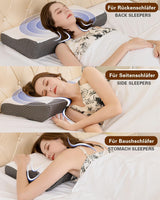 Oreiller orthopédique ergonomique pour douleurs cervicales, oreiller en mousse à mémoire de forme abdominale, oreiller anti-ronflement pour hommes et femmes (62 x 34,5 x 12/8 cm) Oreillers orthopédiques cervicaux Naty Shop