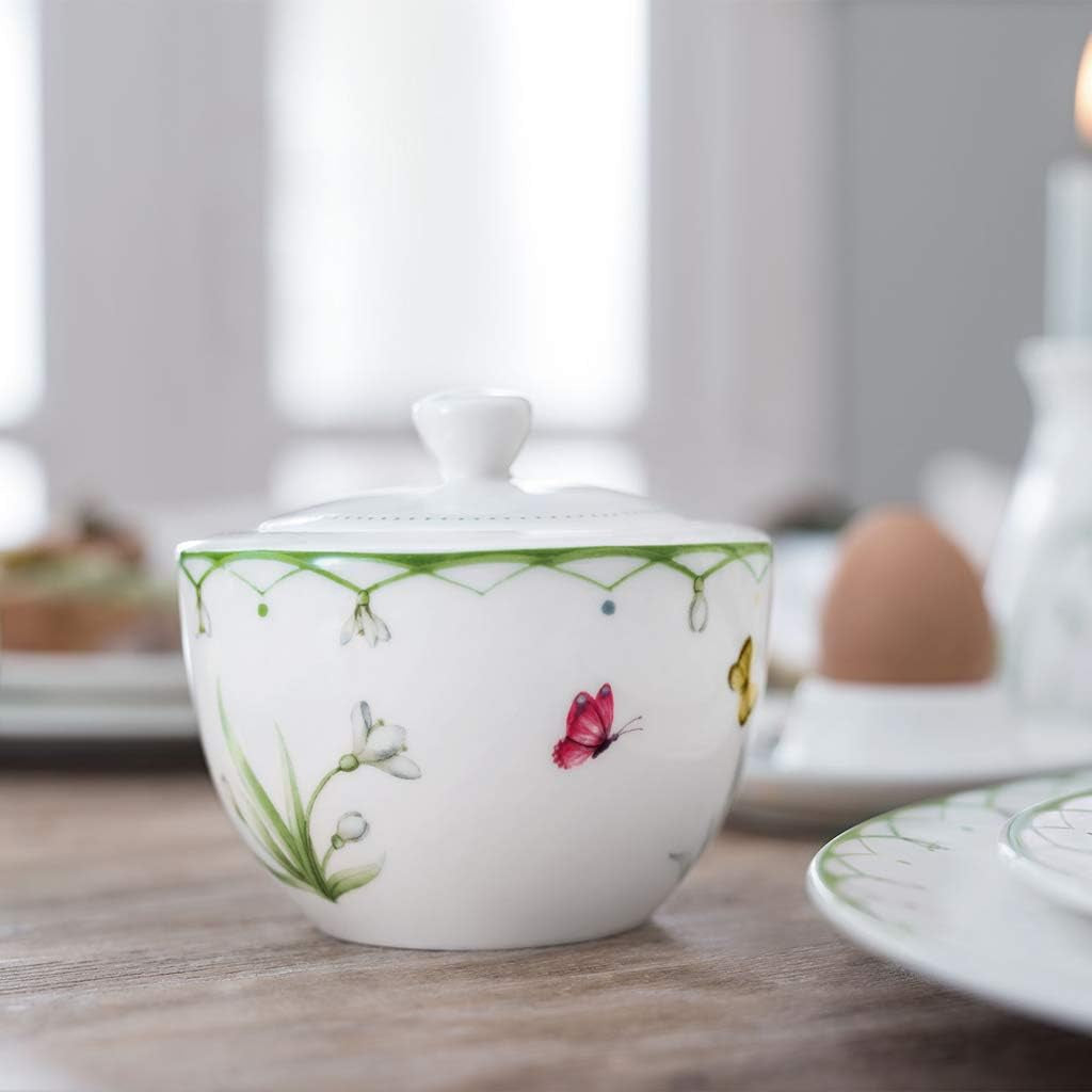 Villeroy & Boch – Colorful Spring Zuckerdose 300 ml Weiß/Bunt, Spülmaschinenfest, Mikrowellensicher, Dose Frühling, Deko Ostern, Oster Deko, Frischhaltedose, Vorratsdose, Premium Porzellan