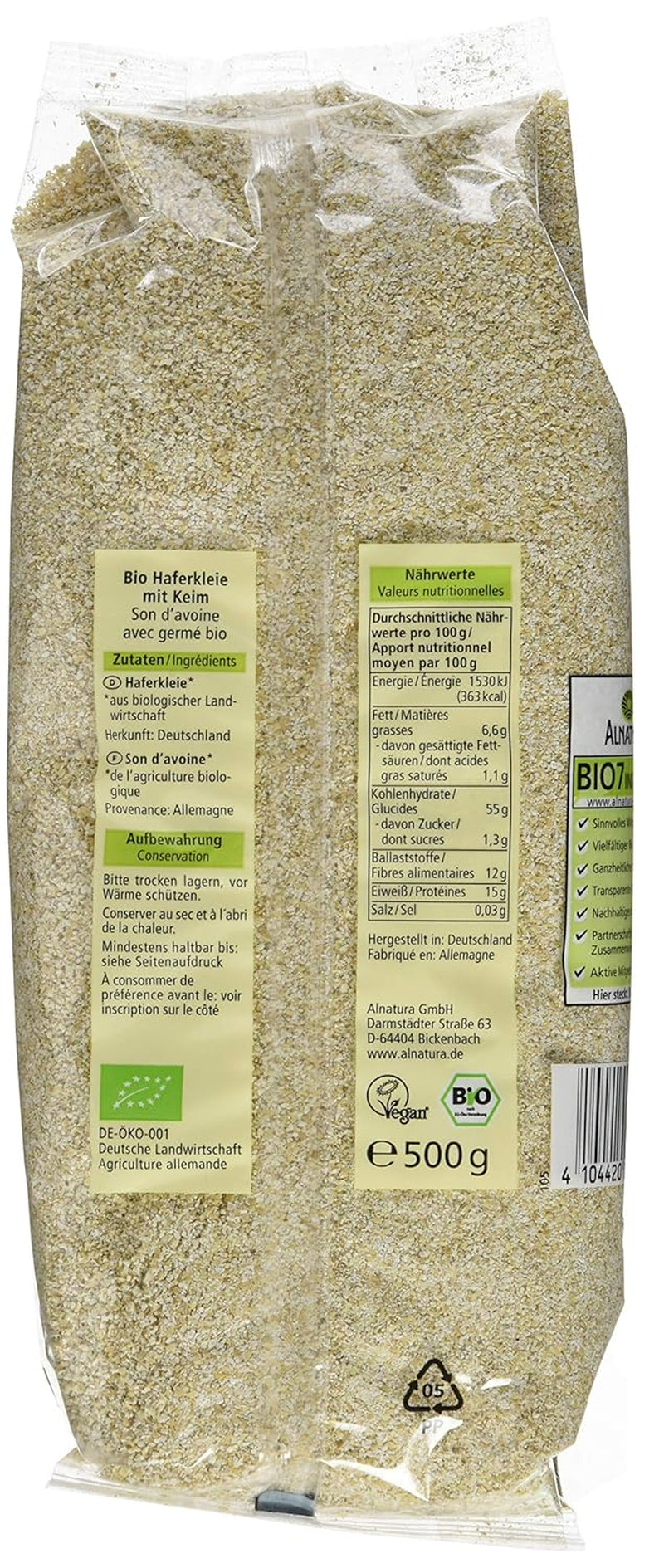 Son d'avoine bio aux germes, 500g