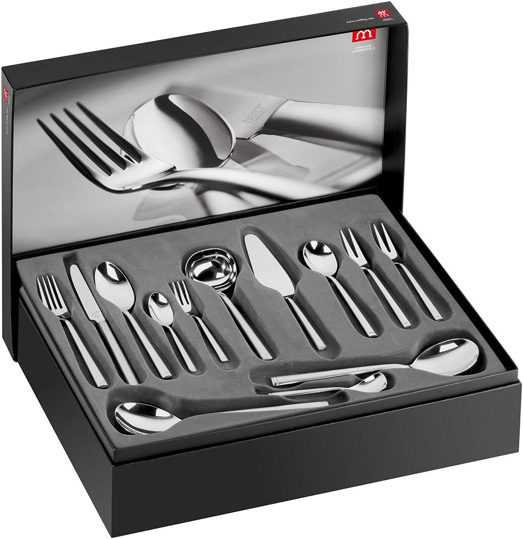 ZWILLING Senses Ménagère 68 pièces pour 12 personnes, acier inoxydable 18/10/acier à lame de qualité supérieure, finition mate, argent Naty Shop Silver