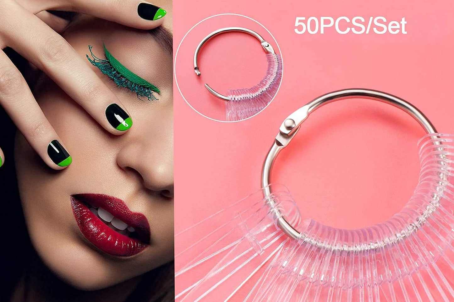 40 bâtons pour capsules de vernis à ongles artificiels, éventail pratique, Nail Art (40, Transparent)