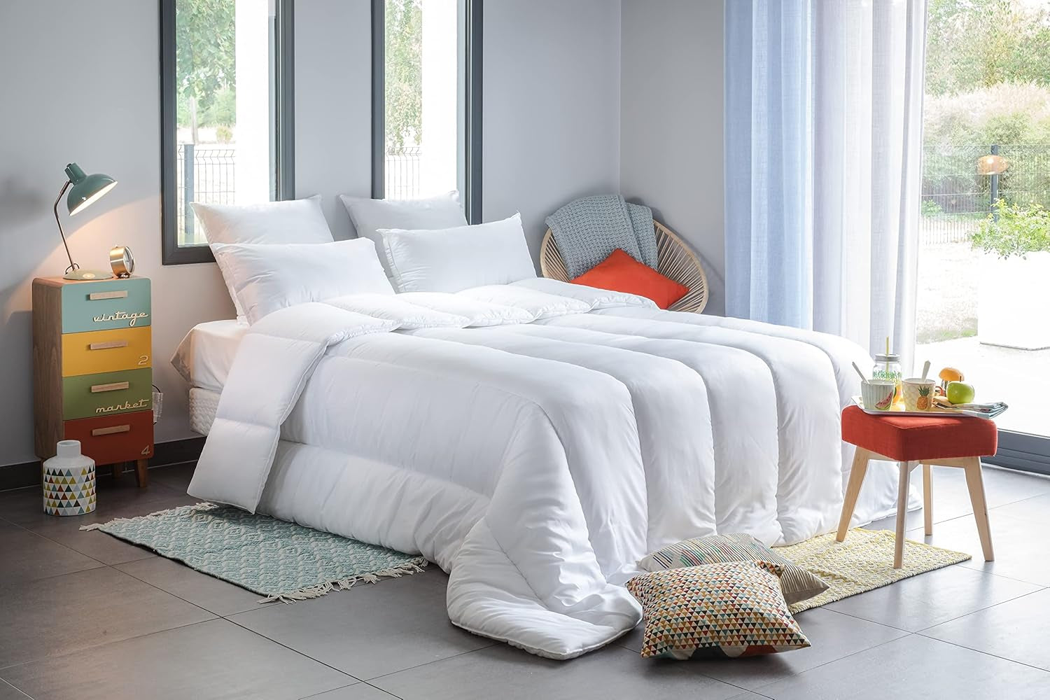 Couette Sérénité - Traitement Anti-Acariens - Trempé 300 G/M² - 240 X 220 cm - Pour Lit Double - Lavable en Machine, Blanc Naty Shop Couettes et Couettes Titre par Défaut