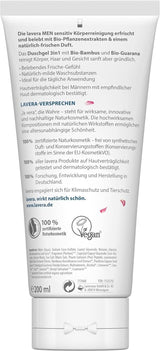 Lavera, Gel douche au bambou bio et guarana, 3 en 1, pour la peau, les cheveux et le visage, 200 ml Douche et bain Naty Shop