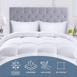 Housse de couette en duvet Utopia (Blanc, Queen) - Pour toutes les saisons - Remplissage de fibres de peluche siliconées - Courtepointes et courtepointes cousues en boîte Naty Shop