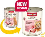 Animonda Carny nourriture humide pour chat dinde + poulet + crevettes (6 x 800g), nourriture humide sans céréales et sans sucre avec des ingrédients de viande fraîche