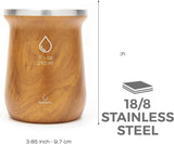 Service à thé Yerba Mate balibetov (tasse à Mate) en acier inoxydable avec bombilla (paille) pour maté, ensemble Yerba Mate facile à nettoyer et très résistant (BOIS)