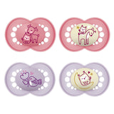 Sucettes MAM Original Day & Night Matt | 6-16 mois | Ensemble de sucettes | Acceptation 94% | Aide à prévenir l'alignement indésirable des dents | Développé en collaboration avec des dentistes Silicone SkinSoft | Modèle oiseau/hibou | Paquet de 4