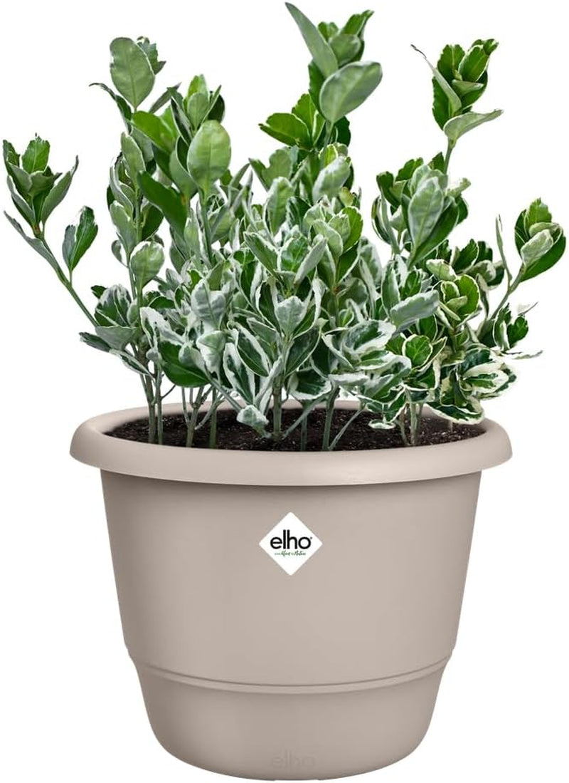 elho Amiga Round 30 - Pot de fleurs intérieur et extérieur - 100% plastique recyclé - Ø 29,5 x H 20,2 cm - Beige/Beige Champignon