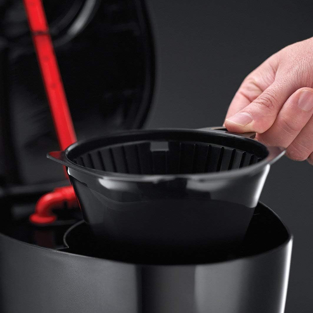 Russell Hobbs Cafetière [minuterie numérique, pomme de douche pour une extraction et un arôme optimaux] Textures+ (1 à 12 tasses, carafe en verre 1,25 L, plaque chauffante, système anti-goutte) Cafetière à filtre 22620-56