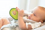 Nuby - Anneau de dentition avocat - Jouet de dentition en silicone et bois - Noyau rotatif en bois - Jouet de dentition pour bébés et tout-petits - Aide à la dentition - Sans BPA - 6 mois et plus