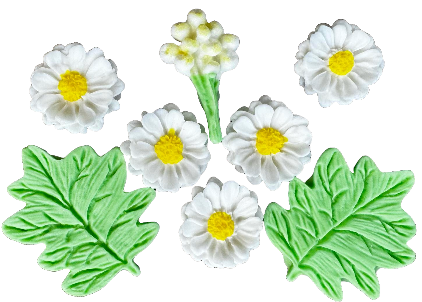 Lot de 8 décorations comestibles en sucre, marguerites des champs Naty Shop Décorations en Pâte à Sucre
