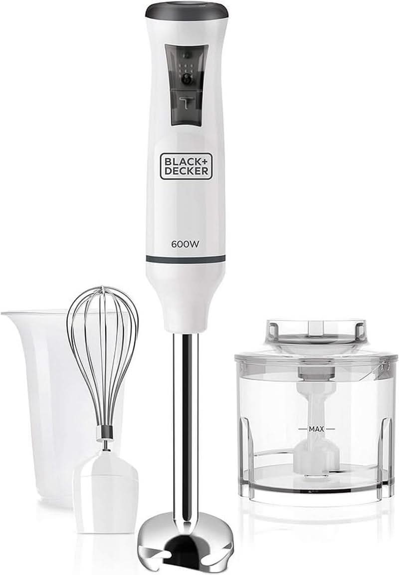 BLACK+DECKER Batteur sur socle | BXHBA1500E | 1500 watts | 20 vitesses | Turbo | Bois d'Édel | Protection anti-spritz | Y Compris Pürieraufsatz, Schneebesen, Zerkleinerer Und Messbecher Cuisine Naty Shop Single 3 Zubehörteile 600W
