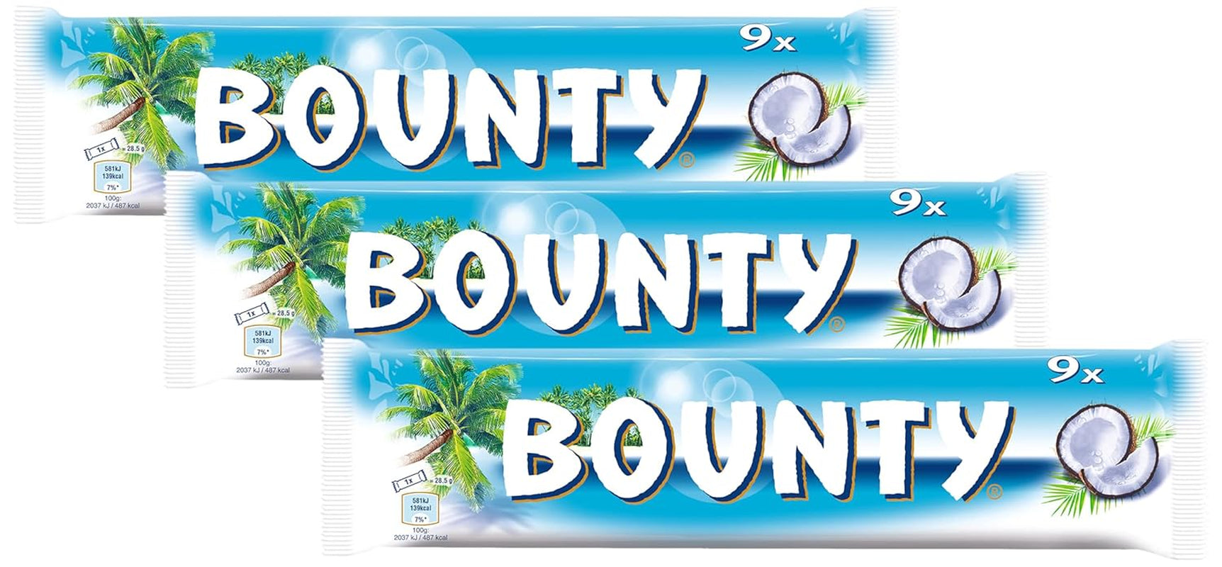 Barres de chocolat saveur chocolat et noix de coco 9 barres dans un paquet (9 x 28,5 g) (paquet de 3)